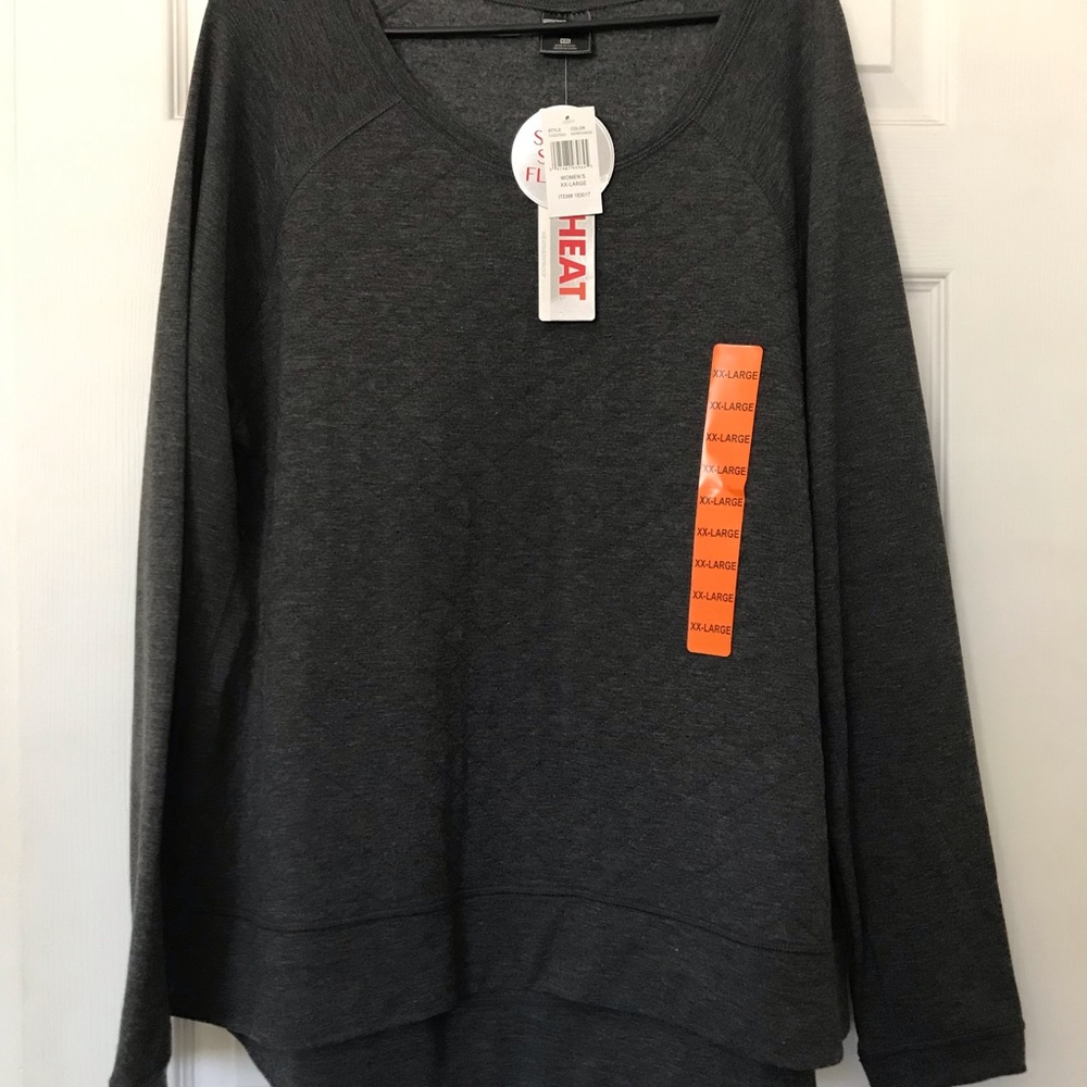 NWT Charcoal Fleece lined boat neck